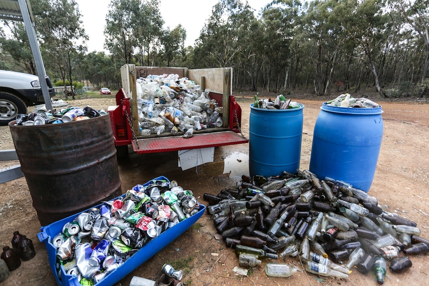 Mr Wiglesworth collected about 2700 plastic and aluminium drink containers.