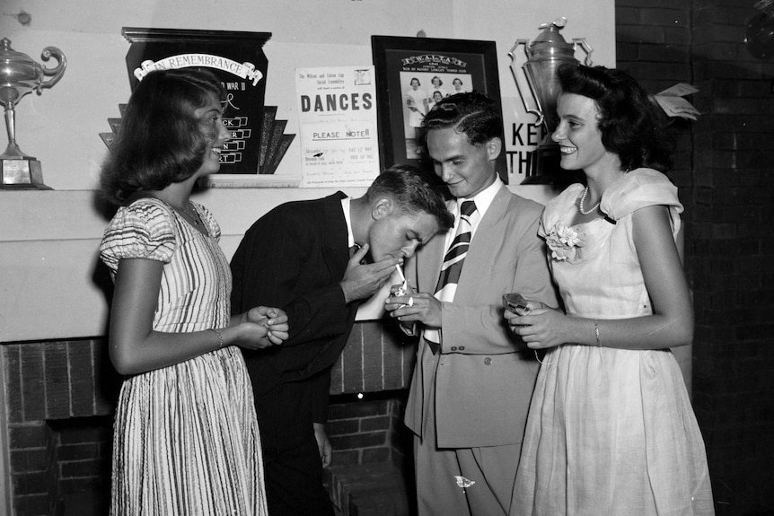 Young people at a dance at Mt Lawley tennis club, 1953