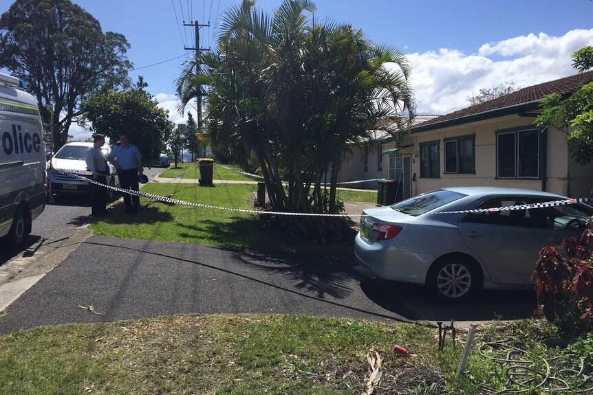 Police on the scene of a home invasion on Sawtell Road.