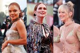A composite image of actresses on the red carpet.