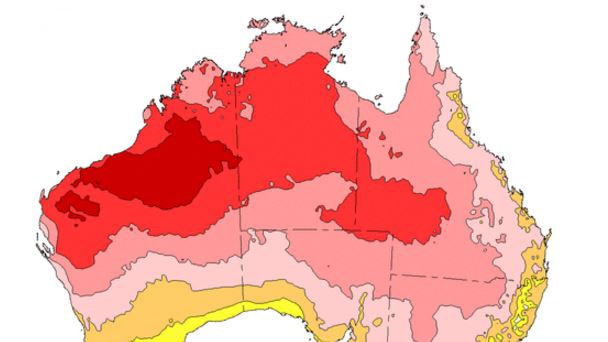 Map showing excessive where temperatures were felt in March 2016