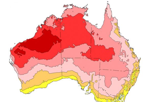 Map showing excessive where temperatures were felt in March