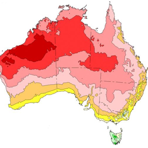 Map showing excessive where temperatures were felt in March 2016