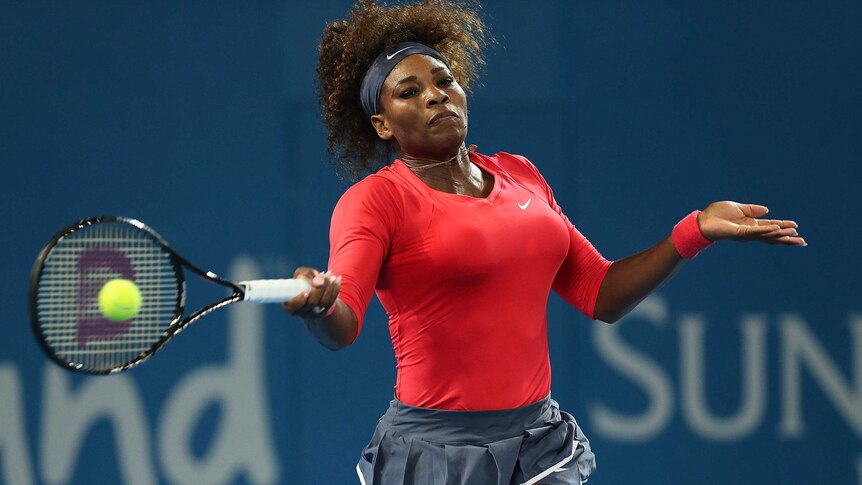 Straight sets ... Serena Williams plays a forehand during her match against Alize Cornet