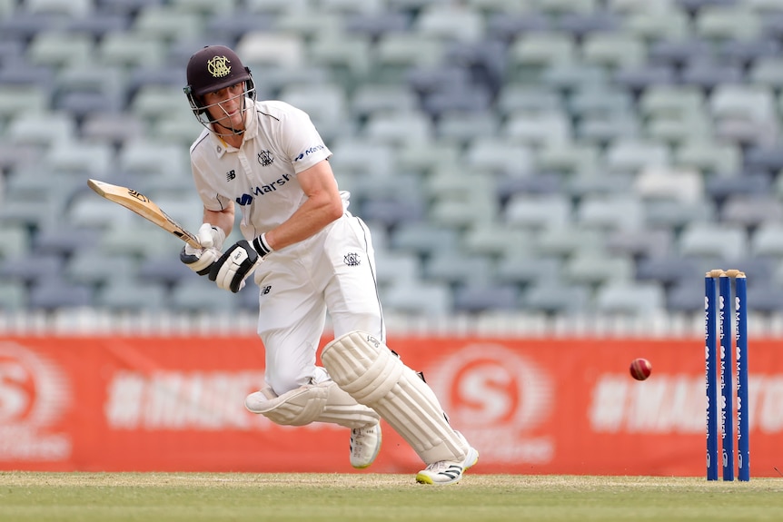 A Western Australian batter plays to the leg side in the Sheffield Shield final.