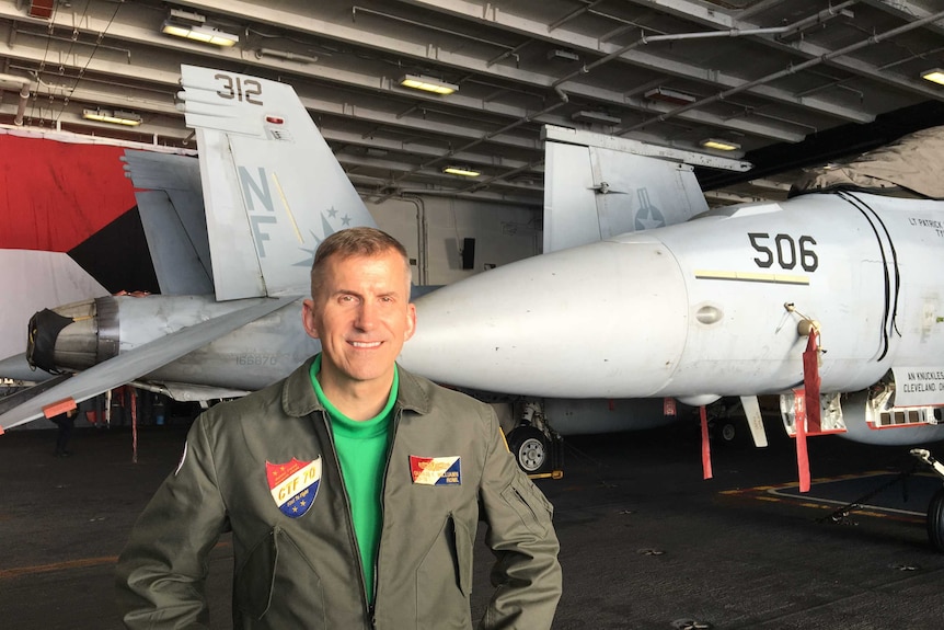 Rear Admiral Williams onboard the USS Ronald Reagan