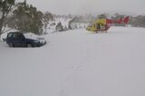 Tasmanian rescue helicopter in snow