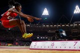Brittney Reese leaps to gold in the women's long jump final.