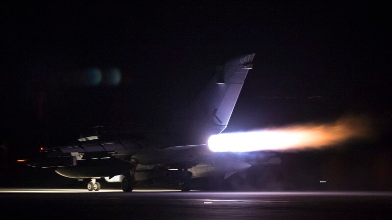 RAF Tornados launched Storm Shadow missiles at a regime chemical weapons facility fifteen miles west of Homs, Syria.