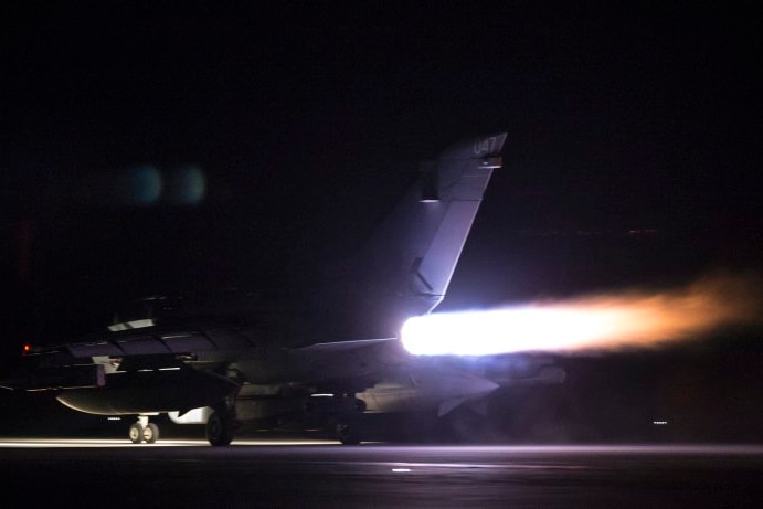 RAF Tornados launched Storm Shadow missiles at a regime chemical weapons facility fifteen miles west of Homs, Syria.