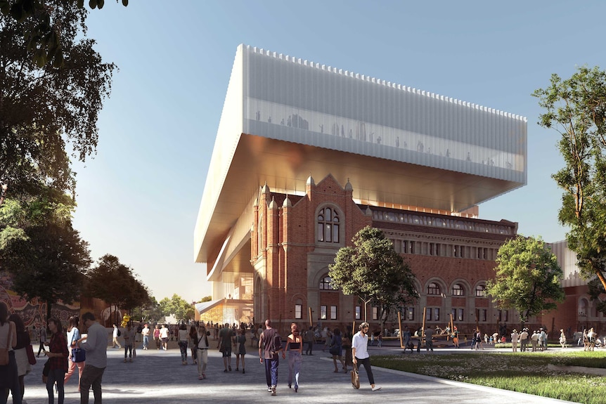 An artist's impression of the new WA Museum as seen from the Perth Cultural Centre.