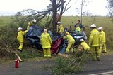The car hit a tree as it was rounding a bend near Kilcoy.