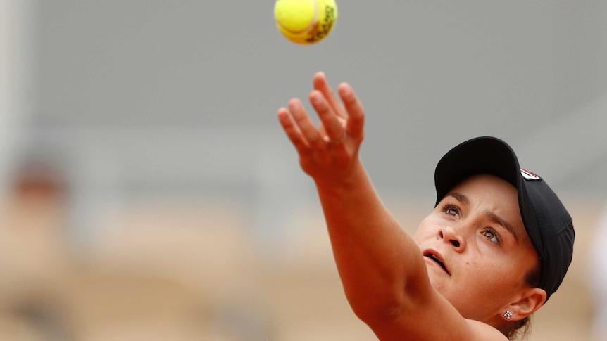 Australia's Ashleigh Barty in action during her fourth round match against Sofia Kenin of the US.