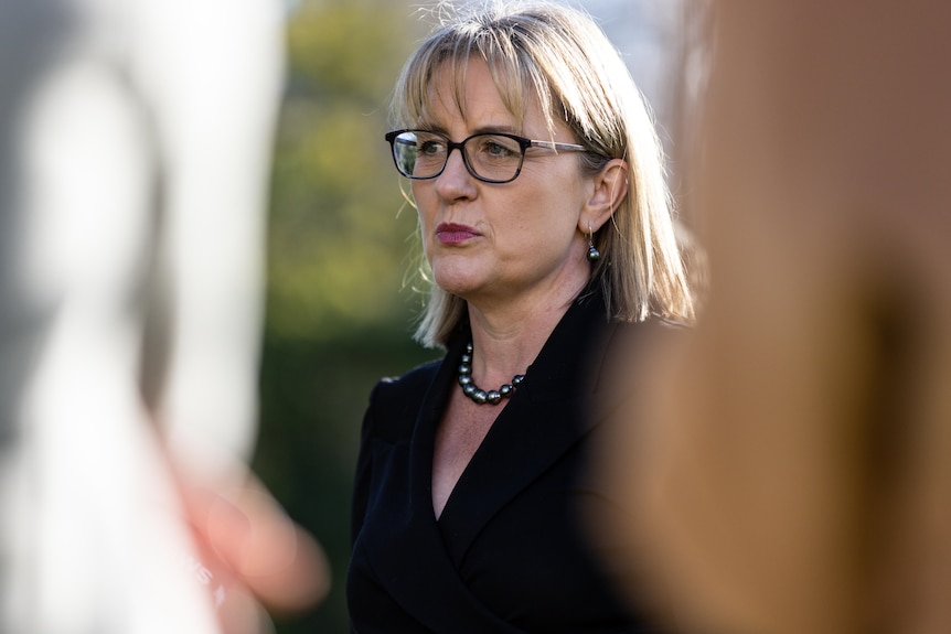 Deputy Premier of Victoria Jacinta Allan speaks to media during a press conference.