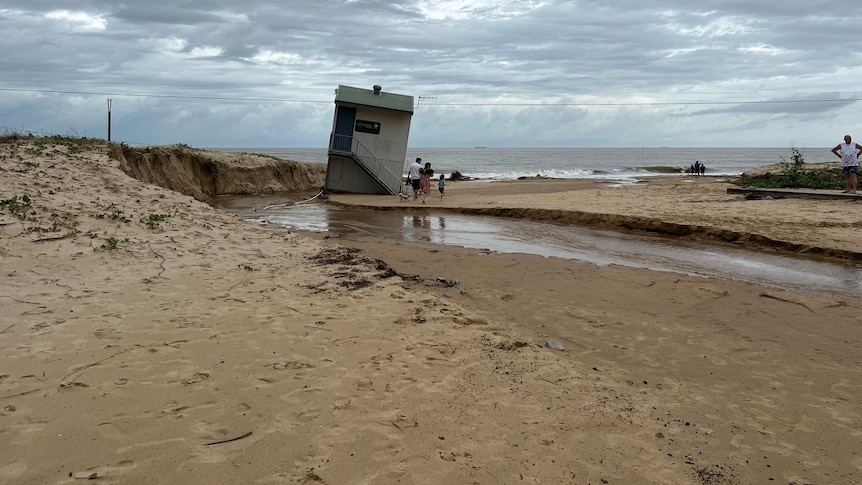 A washed away beach after the Queensland floods