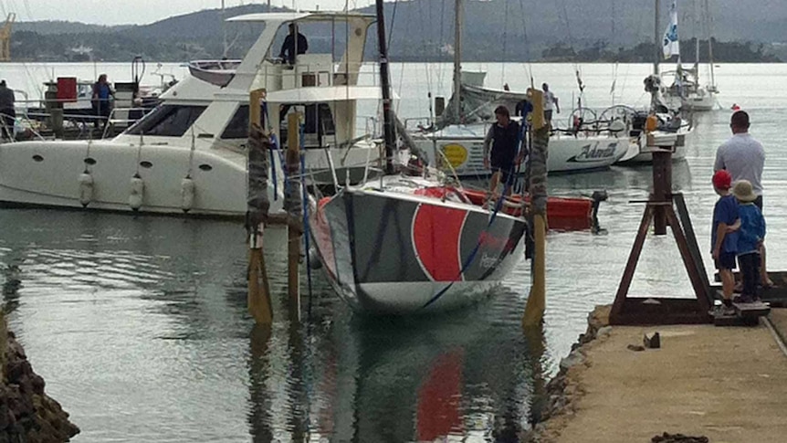 Launceston to Hobart yacht race entrant Penfold Audi Sport was damaged being lowered into the water.