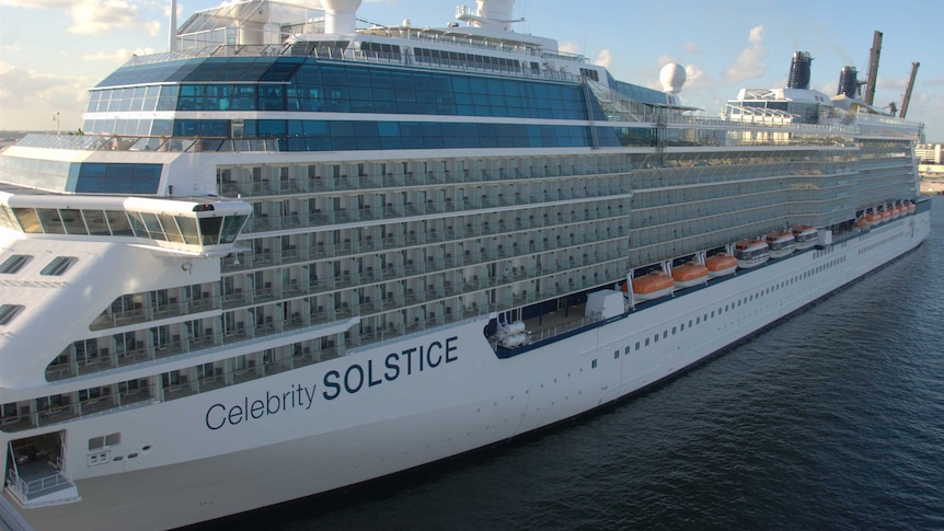 The 317-metre Celebrity Solstice, the largest cruise ship to enter the Port of Newcastle.