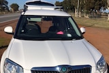 White SUV shows bullet marks on windscreen and bonnet