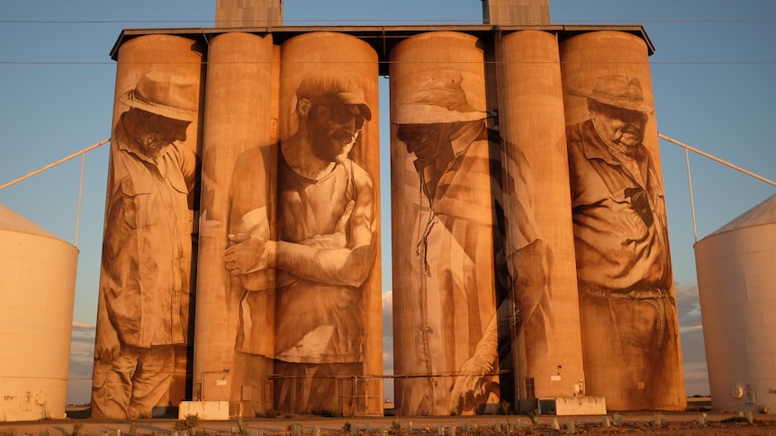 Brim silos featuring artwork by Brisbane artist Guido van Helten