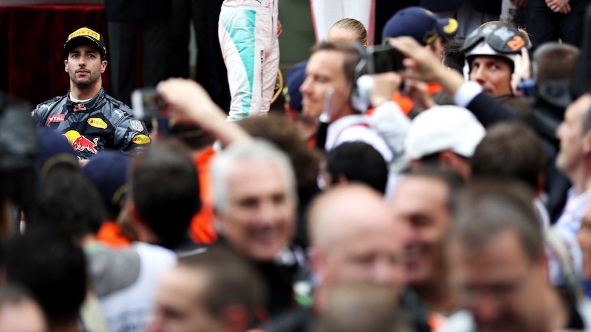 Daniel Ricciardo looks on after finishing second in Monaco