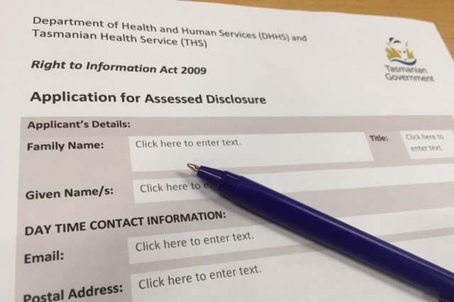 Tasmanian Government Right To Information application form.