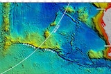 Map of 7th arc in southern Indian Ocean off Perth, showing seventh arc