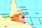 Cyclone Larry crosses the north Queensland coast into Innisfail.