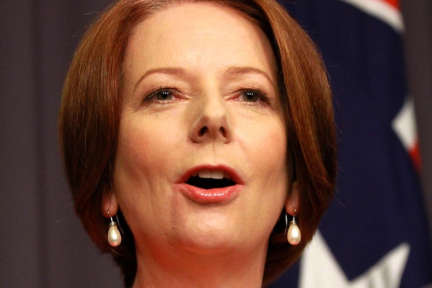 Julia Gillard addresses media after leadership vote.