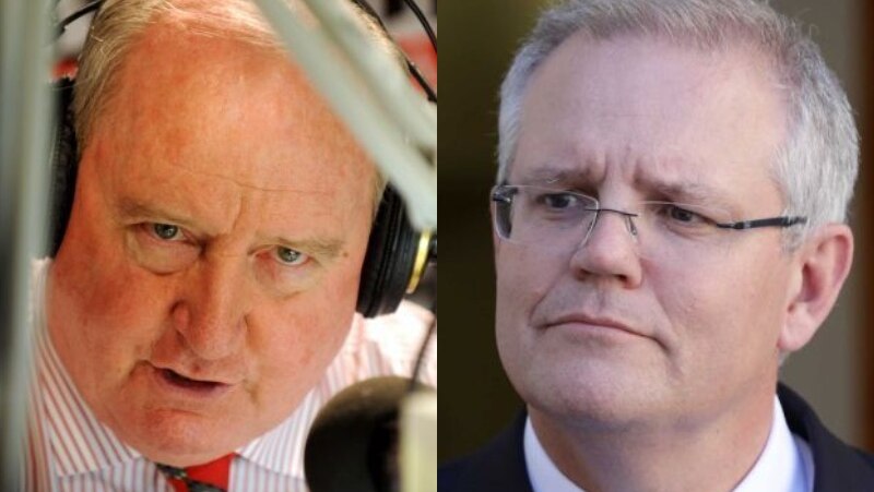 A composite image of Alan Jones (left) and Scott Morrison (right).