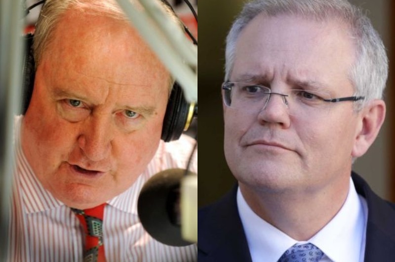 A composite image of Alan Jones (left) and Scott Morrison (right).