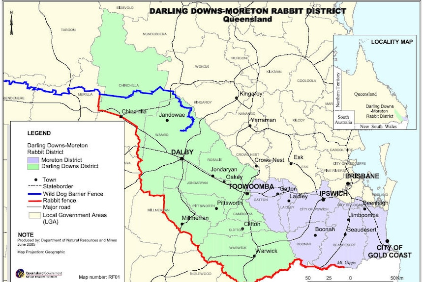 Map showing rabbit proof fence