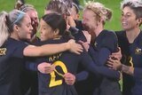 Sam Kerr and the Matildas celebrate their win over Norway