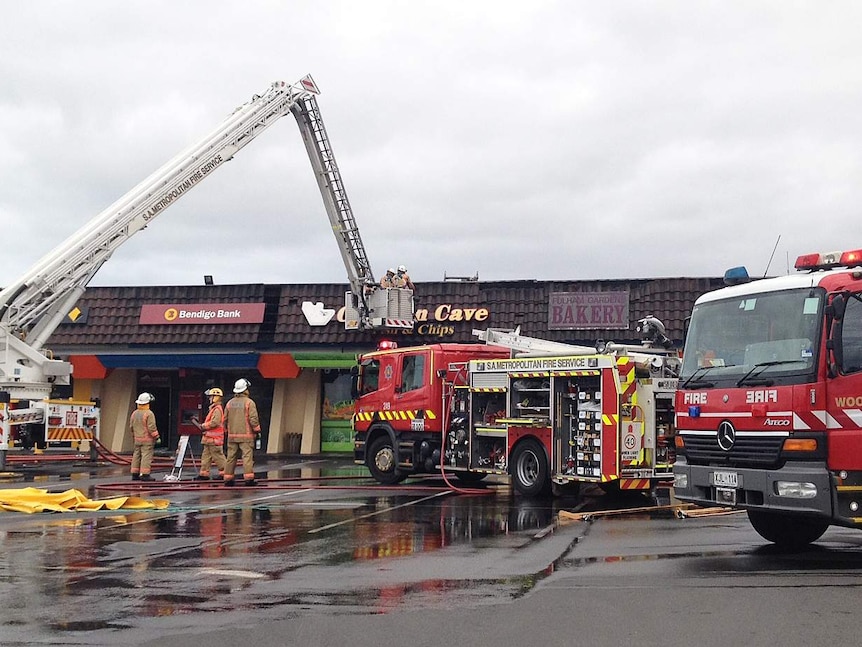 Fire swept through a bakery and two adjoining shops