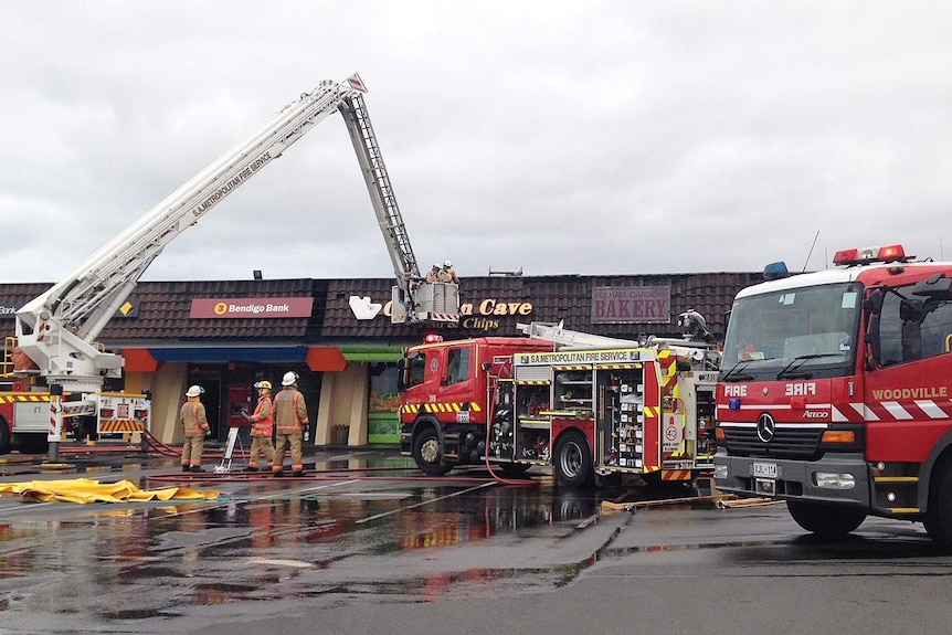 Fire swept through a bakery and two adjoining shops