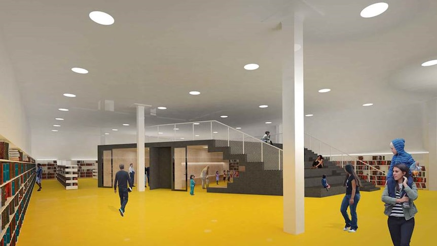 An artist's impression of the inside of the planned Broken Hill library.