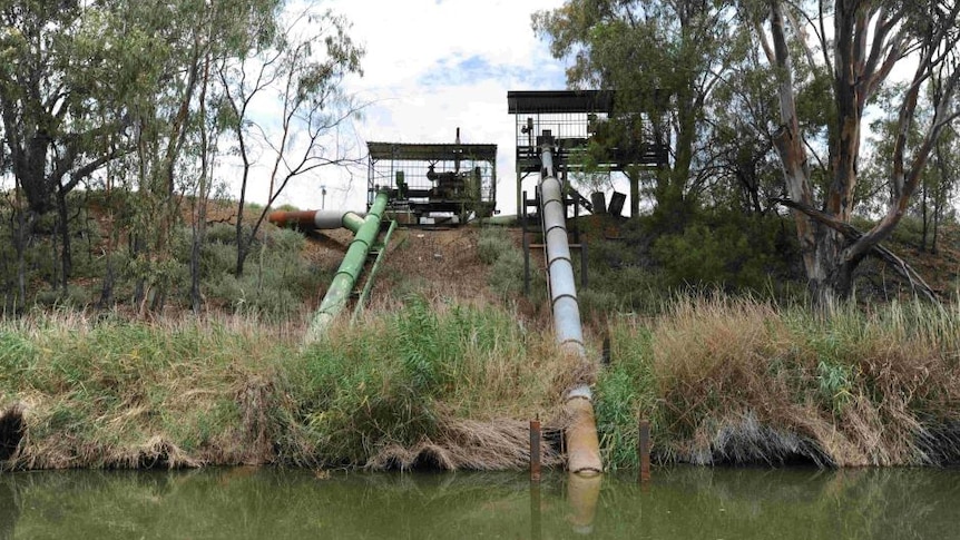 An irrigation water pump on the river