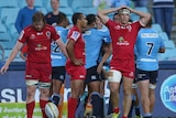 Back foot ... The Reds reflect on their loss to the Waratahs in March