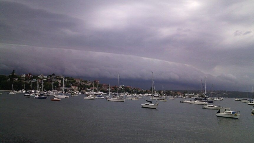 A major storm moves towards Rose Bay in Sydney's east