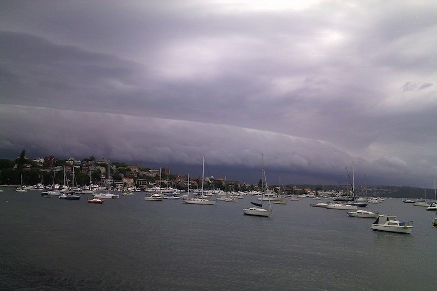 A major storm moves towards Rose Bay in Sydney's east