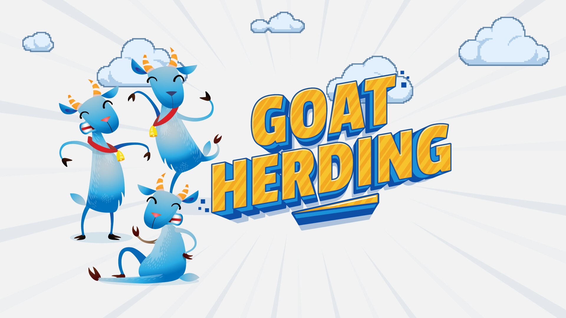 Graphic illustration of three goats, text on screen: Goat Herding