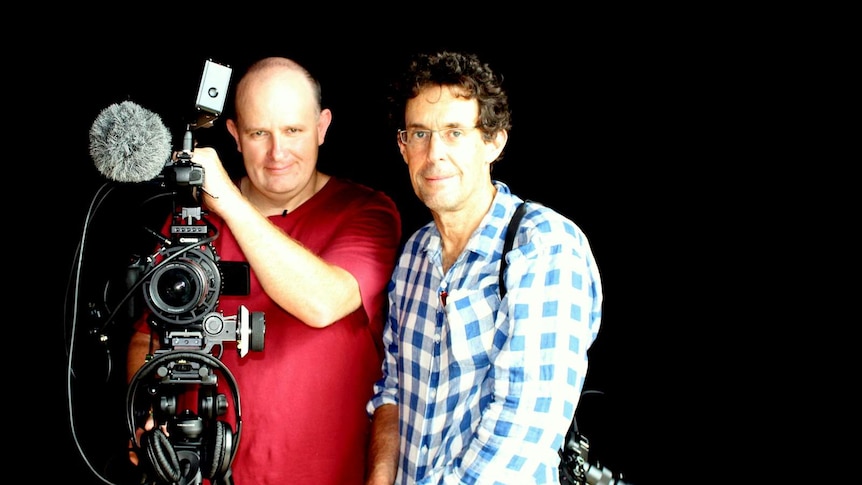 Filmmakers Justin Ray and Rob Nugent at Belconnen Arts Centre.