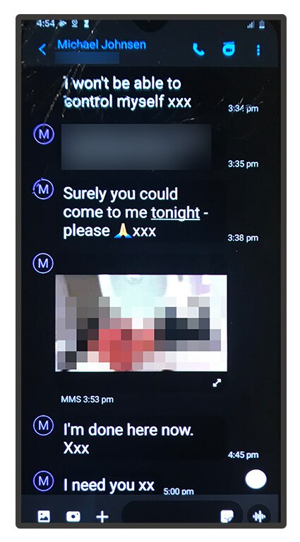 Exchange of texts including a video of a man masturbating.