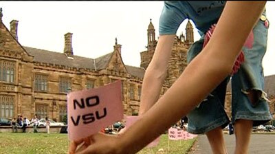 Students protest against voluntary student fees in 2005