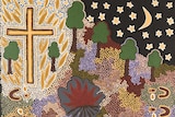 Indigenous art with Christian cross
