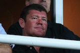 James Packer and Russell Crowe watch the Rabbitohs