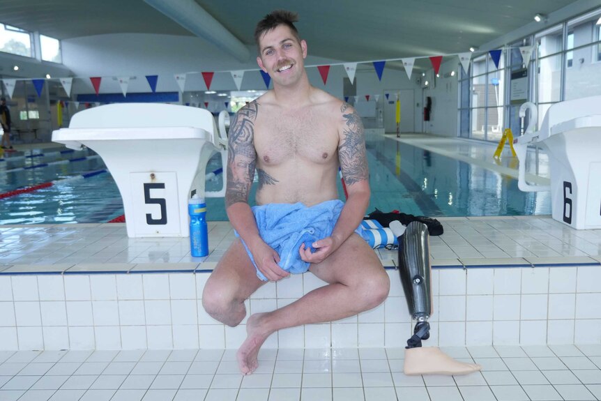 Nathan Whittington after a session in the pool