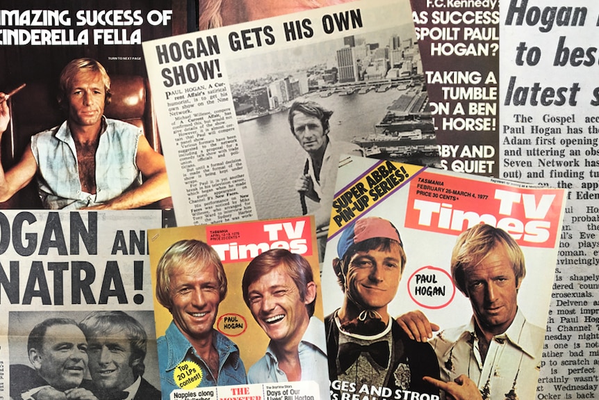 a collage of newspaper and magazine clippings