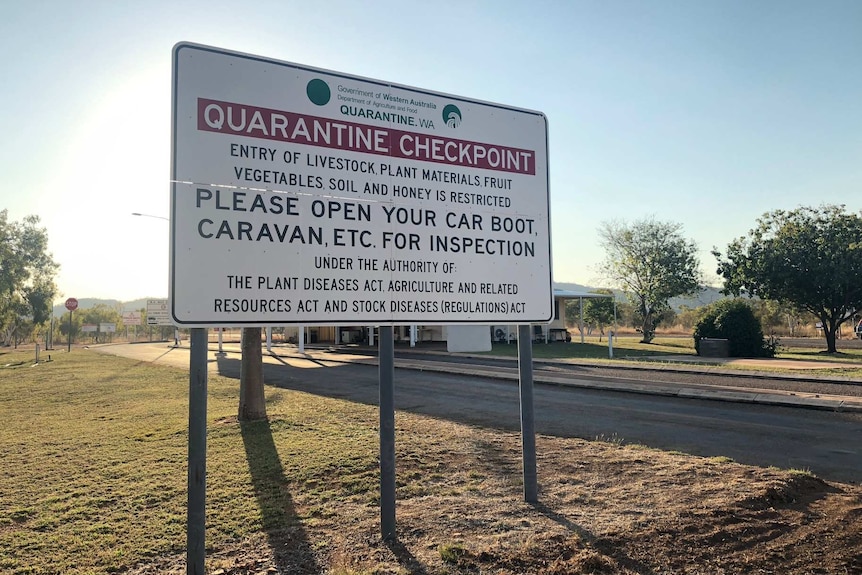 Sign at the WA NT quarantine checkpoint