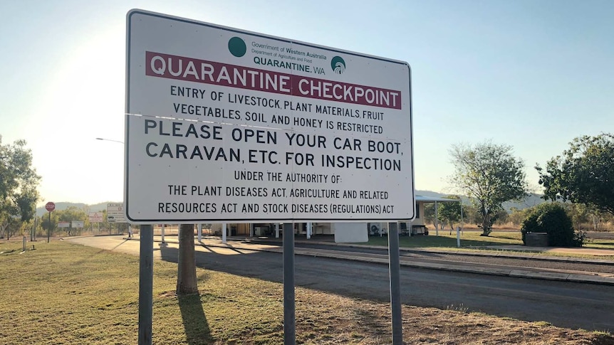 Sign at the WA NT quarantine checkpoint