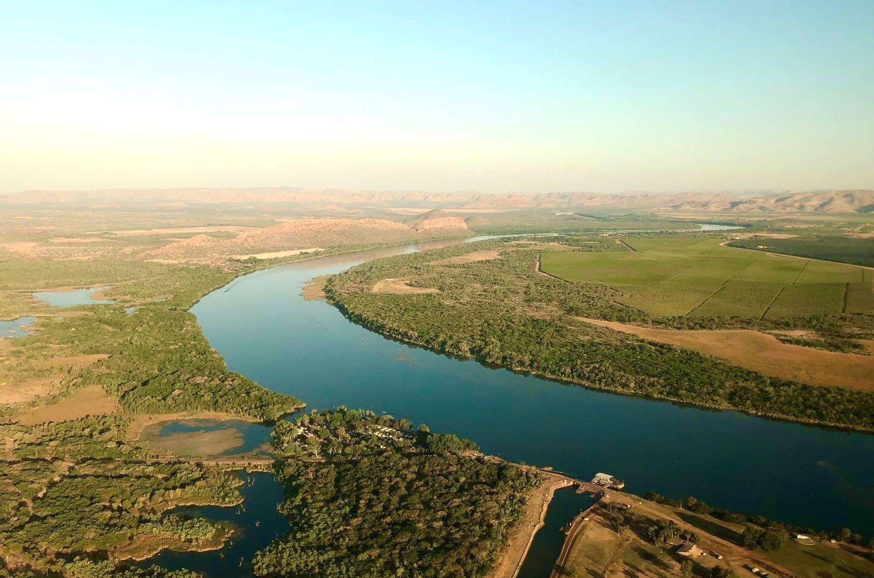 Una fotografía aérea del esquema de riego de ords
